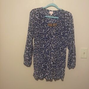 Tracy Reese Animal Print Silk Top Size Small